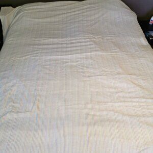 Vintage‎ Multicolor Strape Pattern Badsheet 93" x 85" 100% Cotton Made Portugal